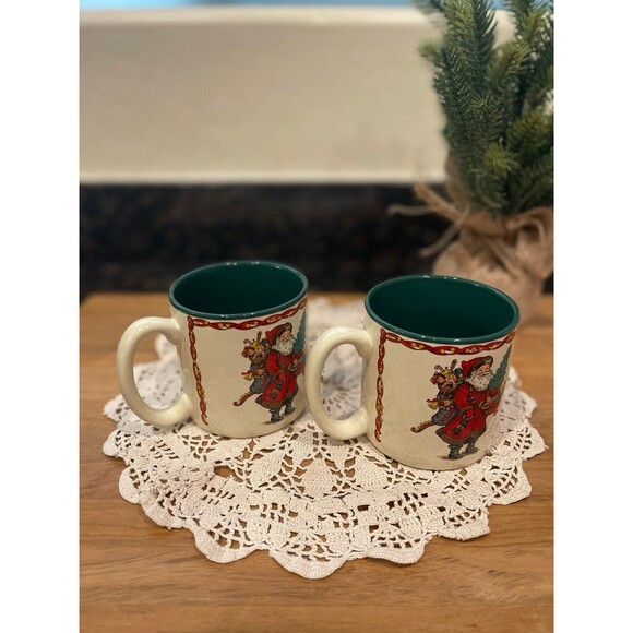 Vintage '91 Kris Kringle Potpourri Press Christmas Mugs - Picture 1 of 10